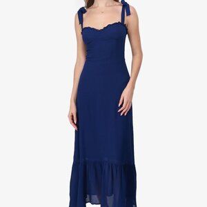 Reformation Navy Blue Bow Tie Dress
